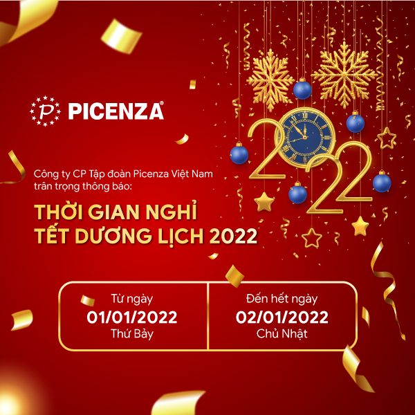 Tập đoàn Picenza thông báo lịch nghỉ Tết Dương lịch 2022
